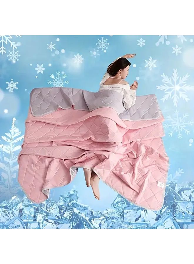 King Size Dark Blue Summer Cooling Blanket Ice Silky Fiber Lightweight Breathable For All Seasons - Image 5